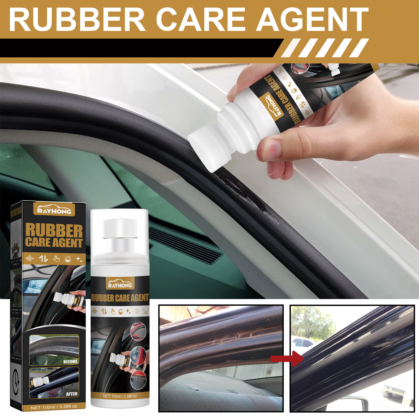 Rayhong Car Rubber Maintenance Agent Car Rubber Maintenance Cleaning Anti-Aging Glazing Decontamination Protective Agent