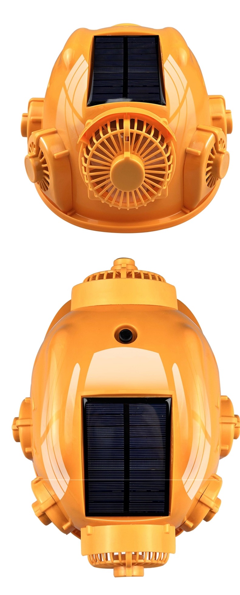Solar-powered dual-charging safety helmet with built-in fan and air conditioning for cooling and sun protection at construction sites in summer