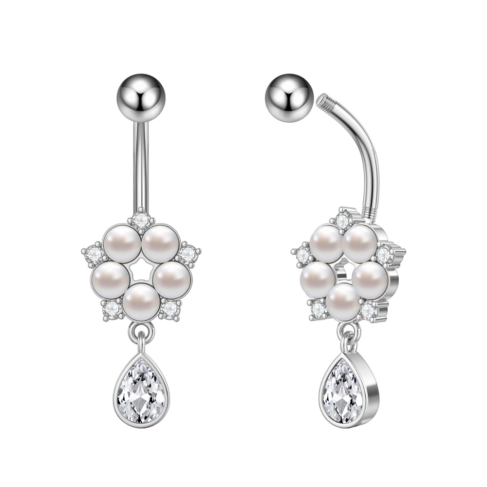 5g Weight Zircon Inlay Material Belly Ring Classification 1 Piece Quantity Casual, Bar Occasion 316 Stainless Steel Material Star, Flower, Butterfly Pattern All Seasons Season Unisex Gender Plating Design Hip-Hop, Simple Style, Cool Style Style 1 Piece 316 Stainless Steel Zircon Belly Rings Star Flower Butterfly Unisex 10