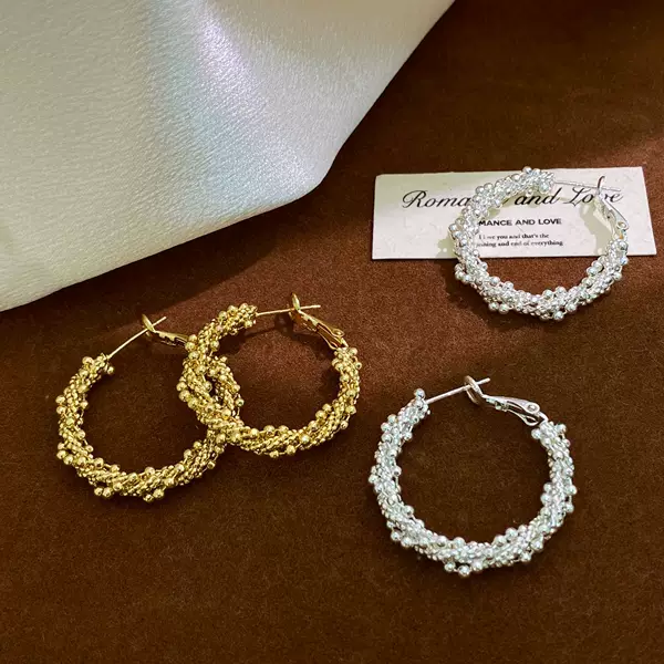Copper-Plated Real Gold High-End Light Luxury Winding Hoop Earrings for Women, New Niche Fashion Temperament Earrings