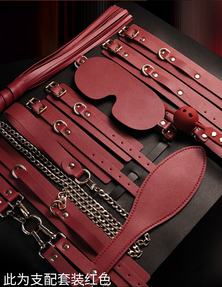 Jiuai SM Bondage Set for Couples with Nipple Clamps and PU Restraints, Black — detail image 31
