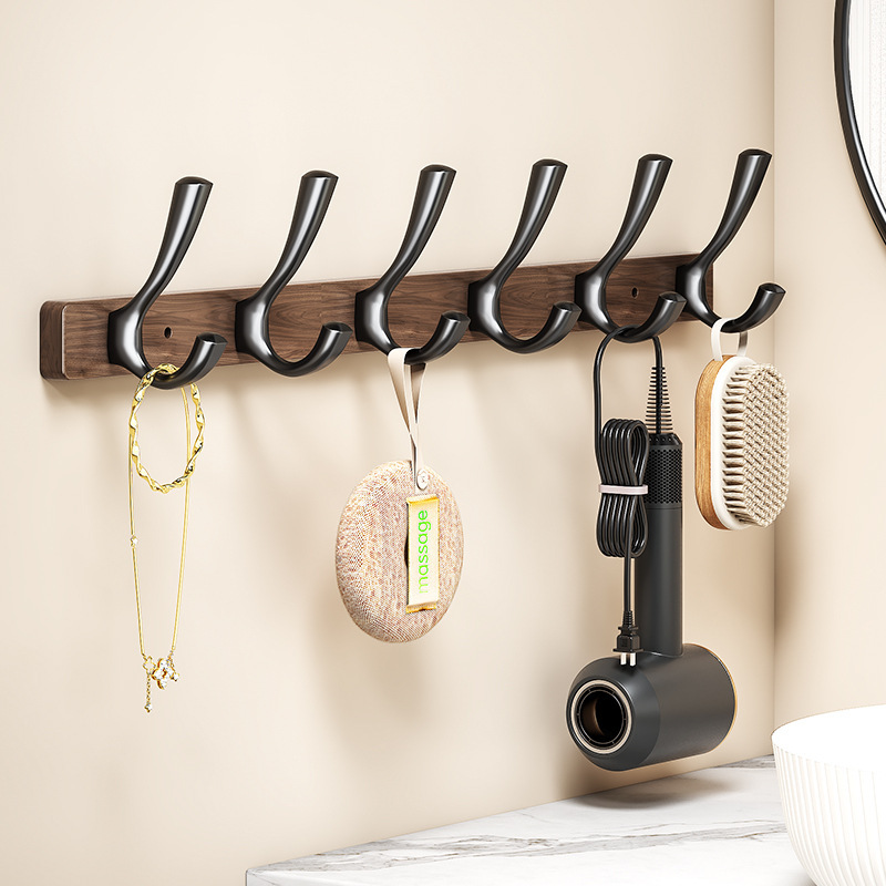 Walnut Wood Hooks for Fitting Rooms, Drilled into the Door, Wooden Hooks for Hanging Clothes, Row Hooks for Entryway, Clothes and Hat Hooks