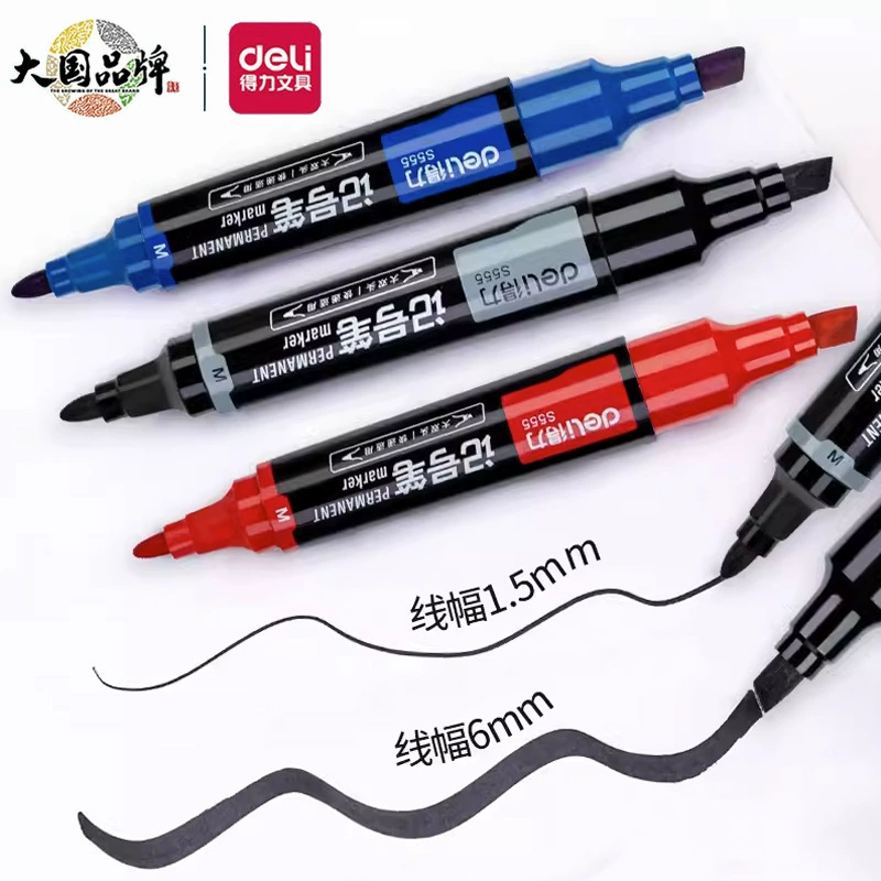 Маркировочная ручка Deli S555 черная маслянистая двуглавая маркировочная ручка логистика специальная ручка для подписи офисные канцелярские принадлежности ручка с большой головкой