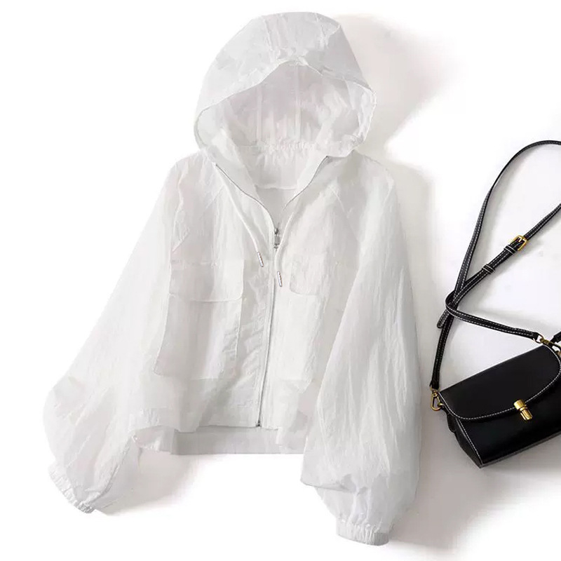 Hooded Short Casual Sun Protection Clothing for Women Summer New Style Lightweight Breathable Large Pocket Fashionable Long-Sleeved Top Jacket