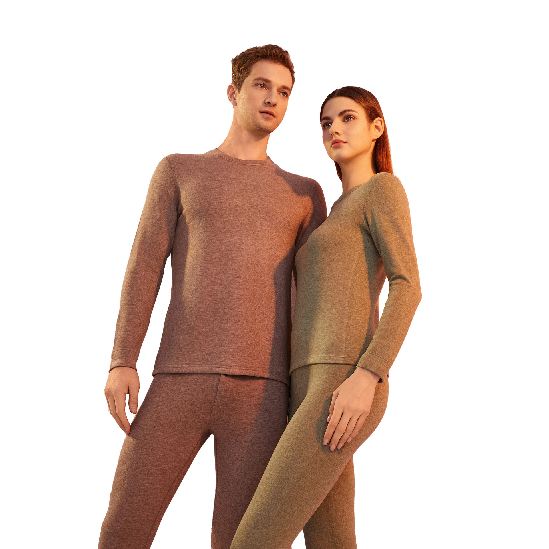 カシミヤシルクデロン保温下着 女性用A級保温衣セット 男性用裏起毛厚手秋服秋ズボン 10A抗菌