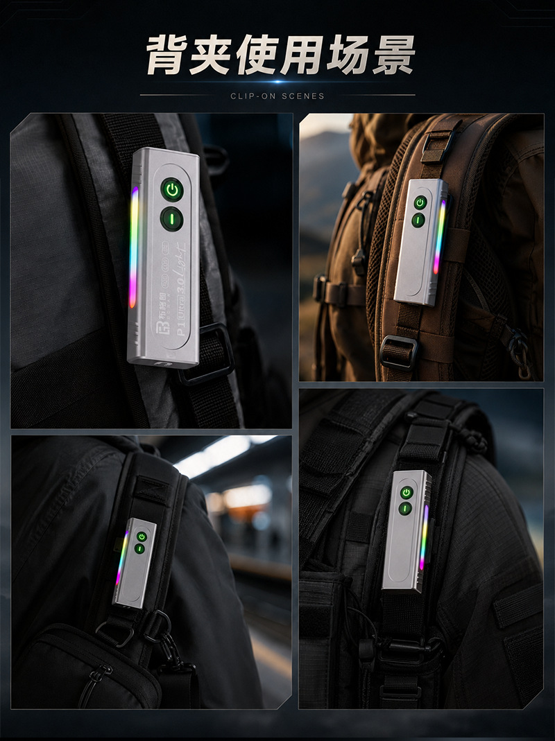 Green laser magnetic flashlight, ultra-bright RGB multi-color, small, portable, and versatile EDC work light for outdoor use and repairs