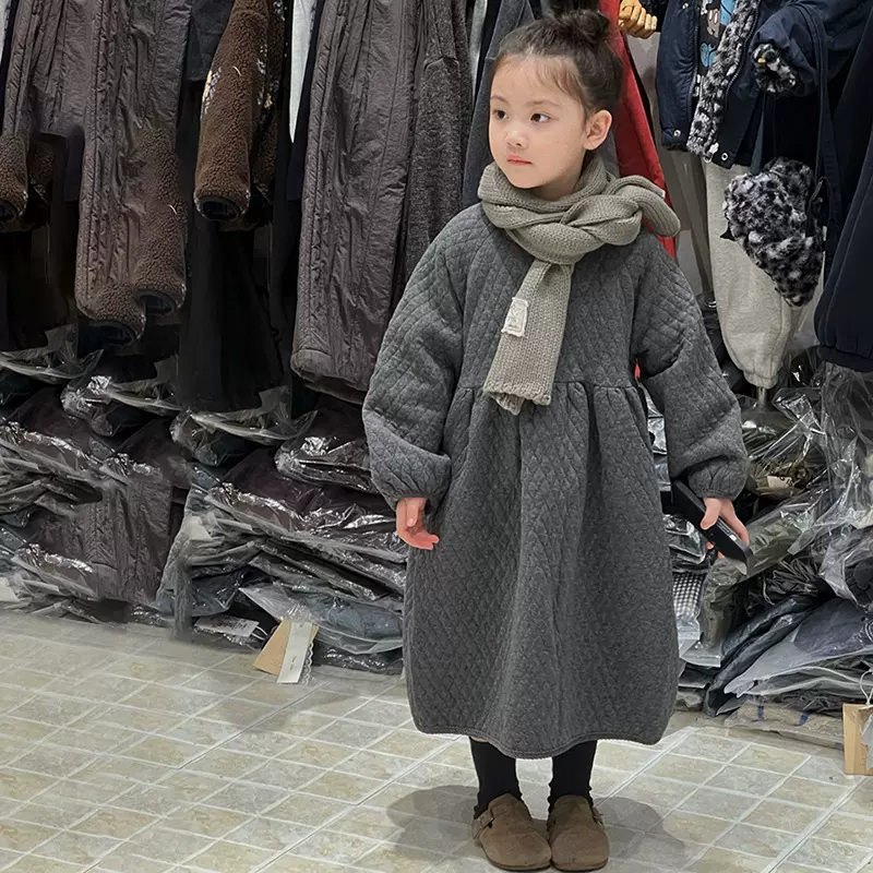 女孩夹棉连衣裙2025冬装新款童洋气公主裙加厚加棉中小童韩版裙子