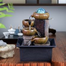 流水摆件小型喷泉客厅风水轮桌面水循环家居装饰办公室工艺品树脂