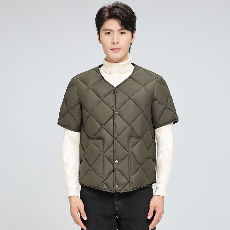 Half-Sleeve down Cotton Vest for Men, Warm Vest, Dad's Cotton Coat, Workwear, Large Size, Sleeveless, Casual and Versatile Half-Sleeve down Cotton Vest for Men, Warm Vest, Dad's Cotton Coat, Workwear, Large Size, Sleeveless, Casual and Versatile