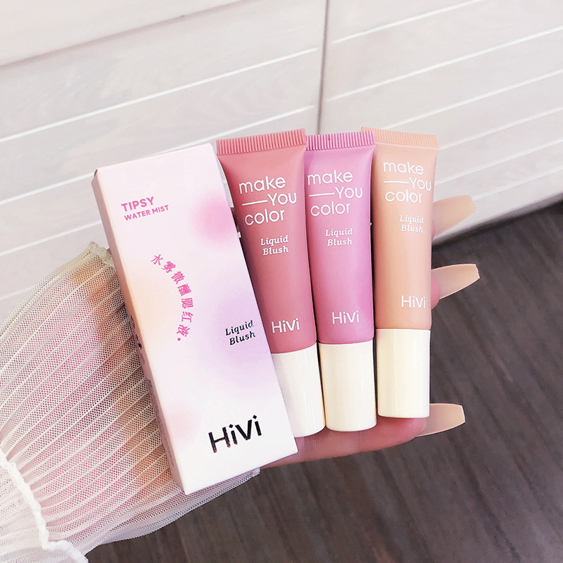 HiVi水雾微醺腮红液自然哑光雾面伪素颜打底卧蚕液学生女平价彩妆