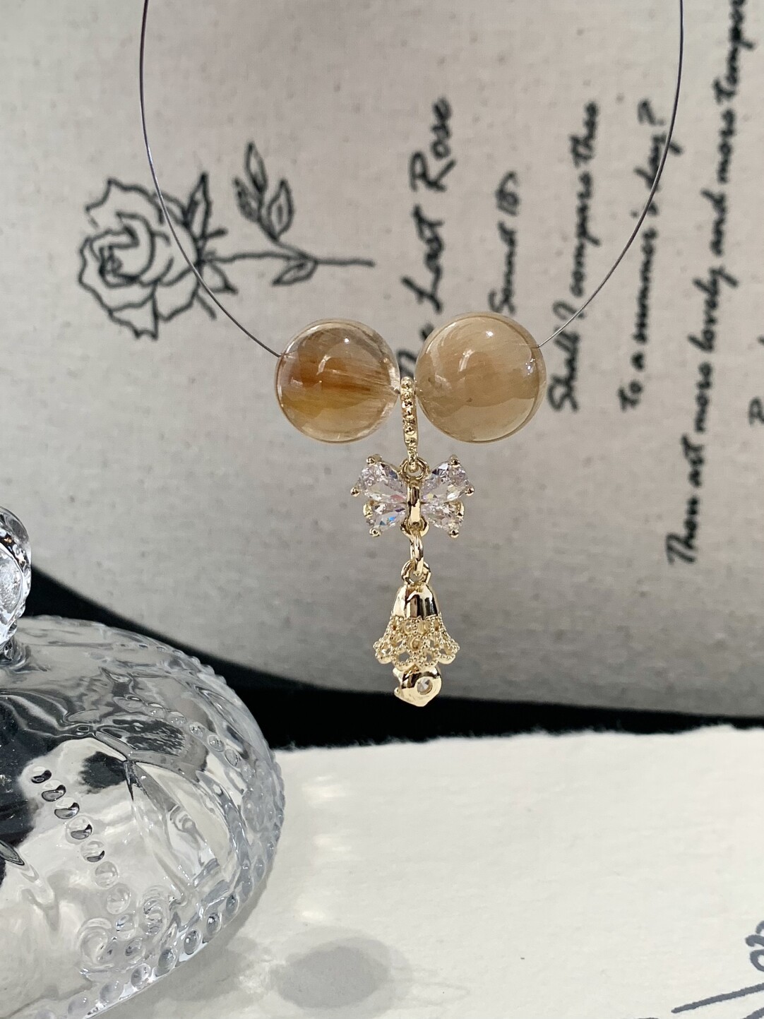 14K Gold-Plated Zircon Butterfly Tassel Spacer Beads Crystal DIY Bracelet Handmade Beaded Accessories Pendant