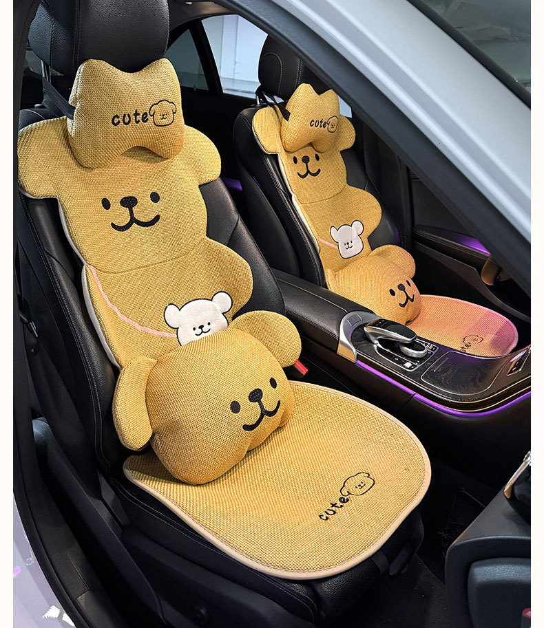 Car Seat Cushion for All Seasons, Cartoon Cute Bear, High-End Feel, Rear Seat Cushion, Single Piece, Driver's Seat Cover