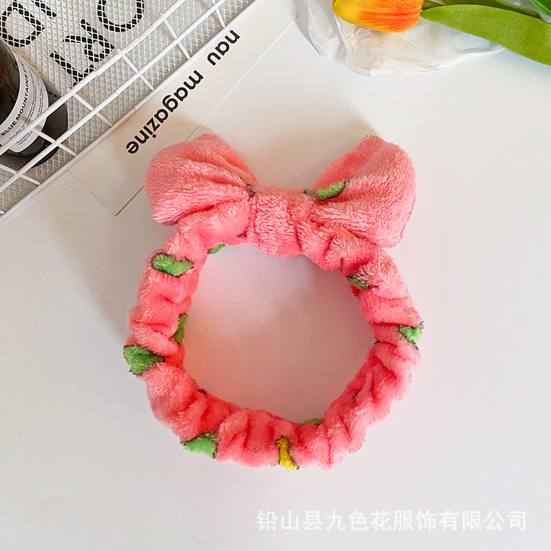 Diadema con lazo impreso creativo europeo y americano, diadema de felpa, tocador para mujer, tocado de maquillaje, diadema de franela, accesorios para el cabello