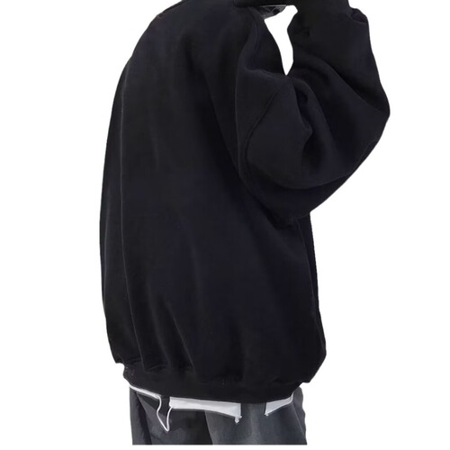 Smoke Brand Letter Hoodie for Men - Autumn Thin Crew Neck T-shirt with Loose Trendy Plus Size Casual Versatile Outerwear