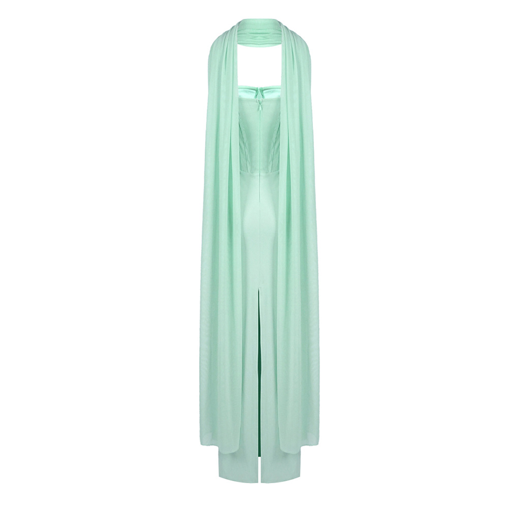 Light Green Halter Tulle Ribbon Dress Slimming High Waist Mop Dress 19 Light Green Halter Tulle Ribbon Dress Slimming High Waist Mop Dress