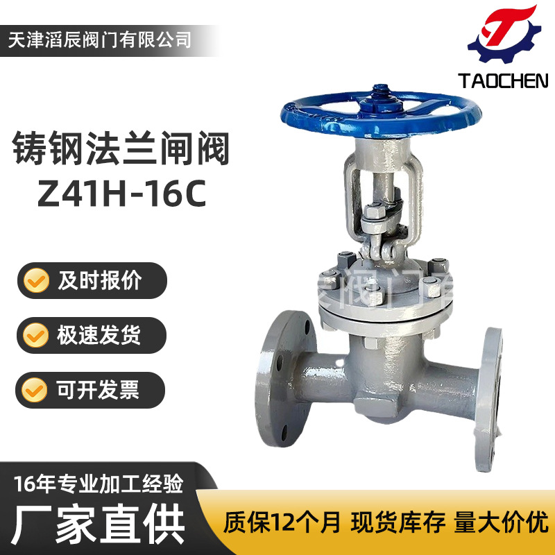 铸钢手动法兰闸阀Z41H-16C截断明杆升降楔式闸板硬密封进水闸阀