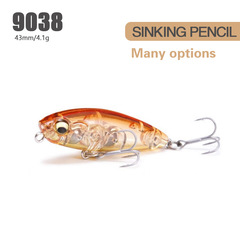 Lure, Sinking Small Pencil Bait, Artificial Hard Bait, 43mm / 4.1g, Freshwater Long-Range Casting, Chub-Imitating Design, Model 9038