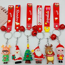 跨境批发圣诞节钥匙扣硅胶圣诞老人 雪人小挂件圣诞树小礼品配件