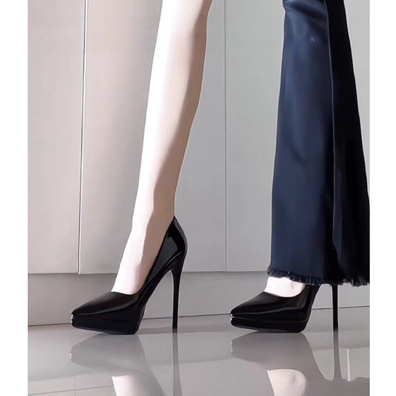 Not Tired Feet Waterproof Platform High Heels Women's Stiletto Heel Pointed 2025 New Black Sexy All-match Professional Elegant Single-layer Shoes