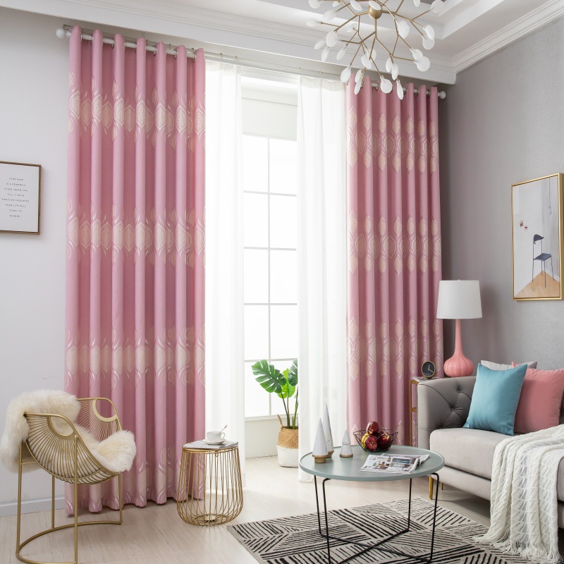 Algodón jacquard europeo de bambú 2.8 metros de altura cortina de seda amarilla sala de estar dormitorio balcón hojas de sombreado tela de cortina terminada