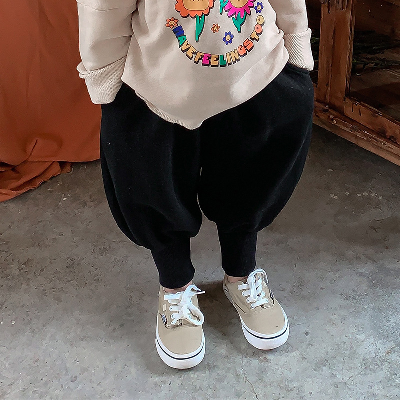 Jiaye 2024 children's spring and autumn knitted sports pants and sweatpants for boys and girls, loose and simple bloomers and leggings