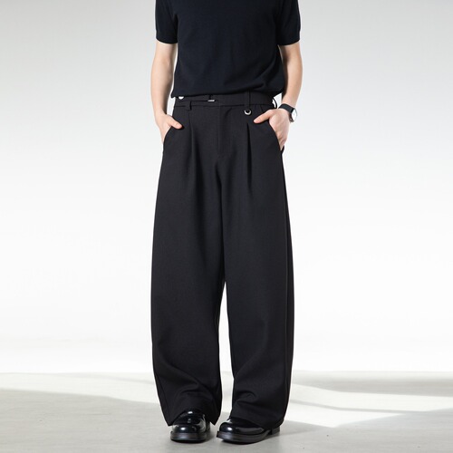 fashion brand solid color high-quality straight straight line hanging solid color western pants men's American retro loose wide-leg all-match casual pants