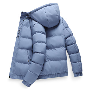 2022 New Winter Cotton-padded Jacket Men's Thick Bread Cotton-padded Warm Solid Color Cotton-padded Jacket Men's Hooded Cotton-padded Jacket