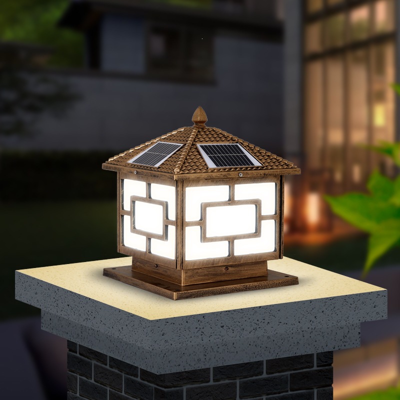 Solar Column Head Lamp, Garden Courtyard Lamp, Villa Wall Lamp, Household Door Lamp, Outdoor Waterproof Door Pillar Lamp 2