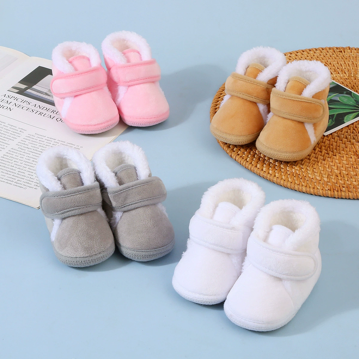 Зимняя детская хлопчатобумажная обувь от производителя от 3 до 12 месяцев, зимняя мужская и женская детская обувь, замшевые носки, обувь для малышей, мягкая подошва.