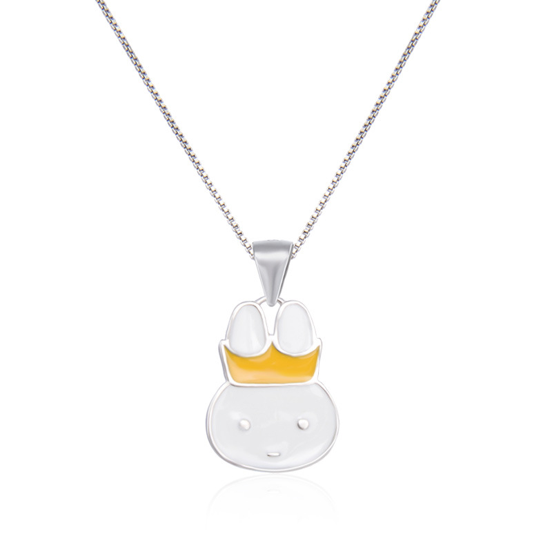 925 plata esterlina collar de aceite de goteo de animales collar de clavícula de mujer Europa y América dibujos animados creativos transfronterizos lindos colgante de conejo