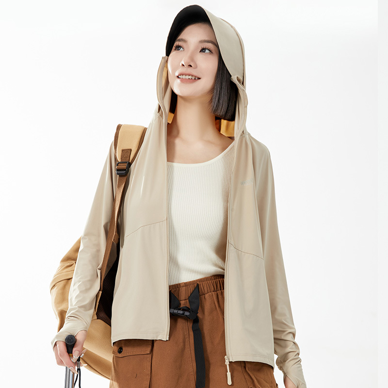 原紗防曬衣女夏季黑膠帽檐UPF100防紫外線冰絲防曬服外套皮膚衣