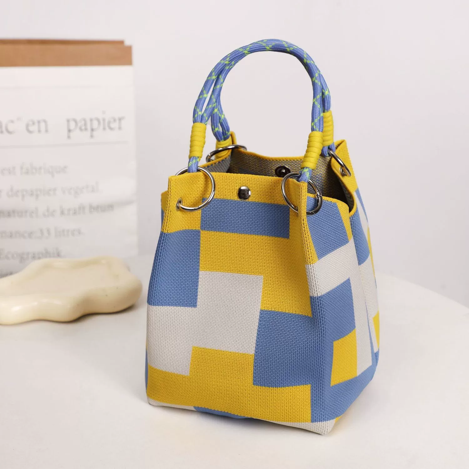 Маленькая сумка большой вместимости, женская вязаная сумка-тоут, жилет, сумка-тоут, косметичка в стиле k, ручная сумка Iins