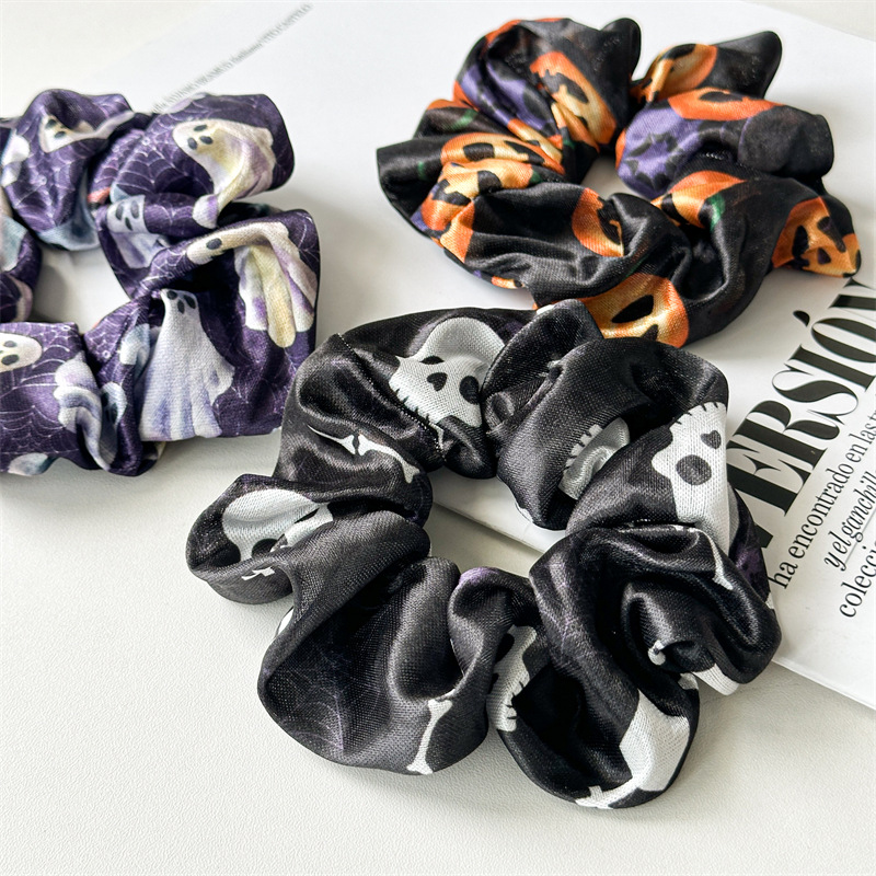Hair Tie Hair Accessories Type Women's Hip-Hop Funny Halloween Pattern Printing Pumpkin Cloth Hair Tie