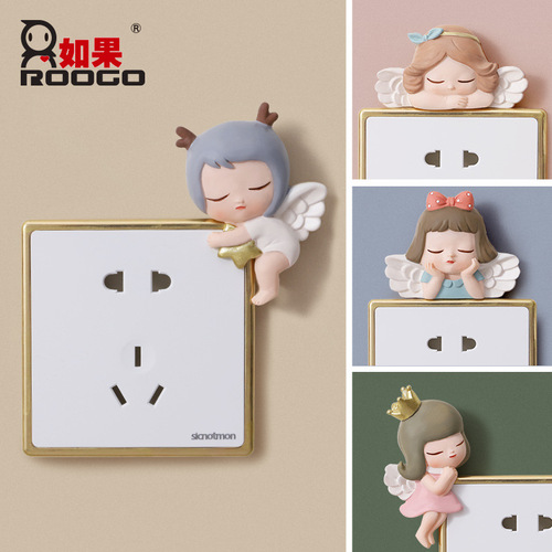 If 3D cartoon three-dimensional resin wall sticker creative home wall decoration frameless switch sticker wall switch board decoration