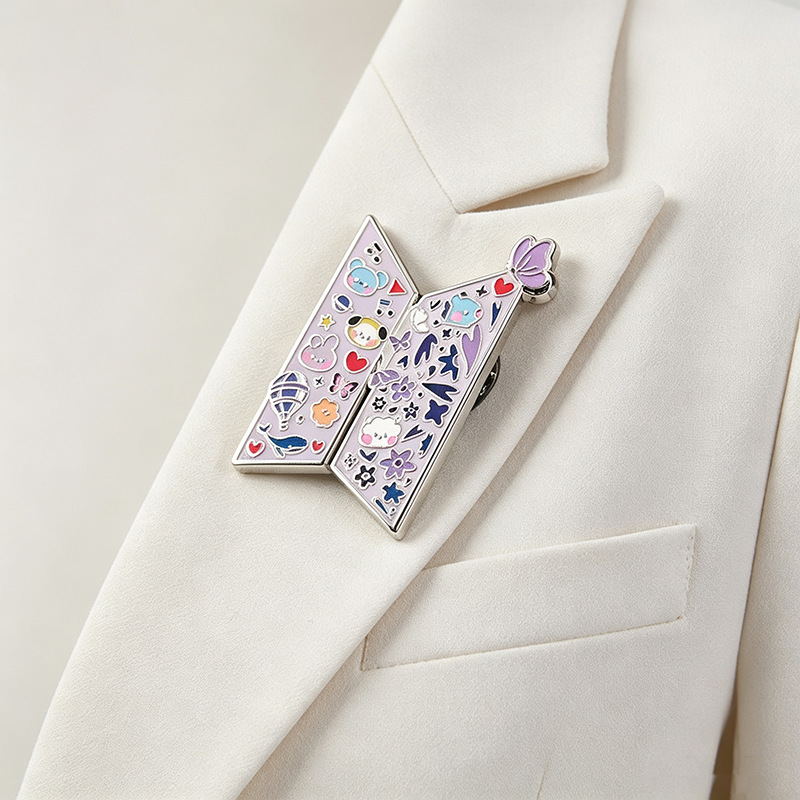 New Korean boy band BTS butterfly-shaped brooch for women, fashionable and creative multi-color enamel brooch gift accessory