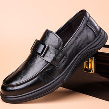 2025春季皮鞋软皮男鞋软底男士商务休闲鞋夏季英伦时尚套脚豆豆鞋