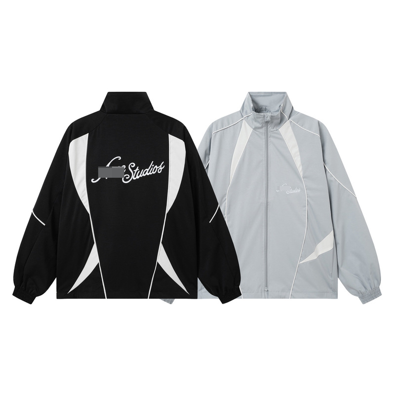 2026 new cross-border style 1996 stand-collar jacket, unisex casual windbreaker with contrasting colors and letter embroidery, trendy outerwear 2026 new cross-border style 1996 stand-collar jacket, unisex casual windbreaker with contrasting colors and letter embroidery, trendy outerwear