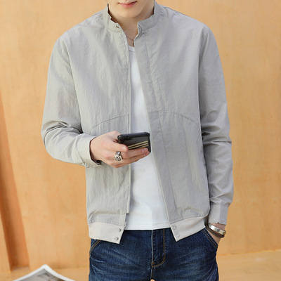 summer new pattern Youth man Sunscreen summer Korean Edition leisure time Stand collar Thin section Windbreaker coat skin