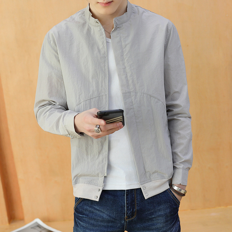 summer new pattern Youth man Sunscreen summer Korean Edition leisure time Stand collar Thin section Windbreaker coat skin