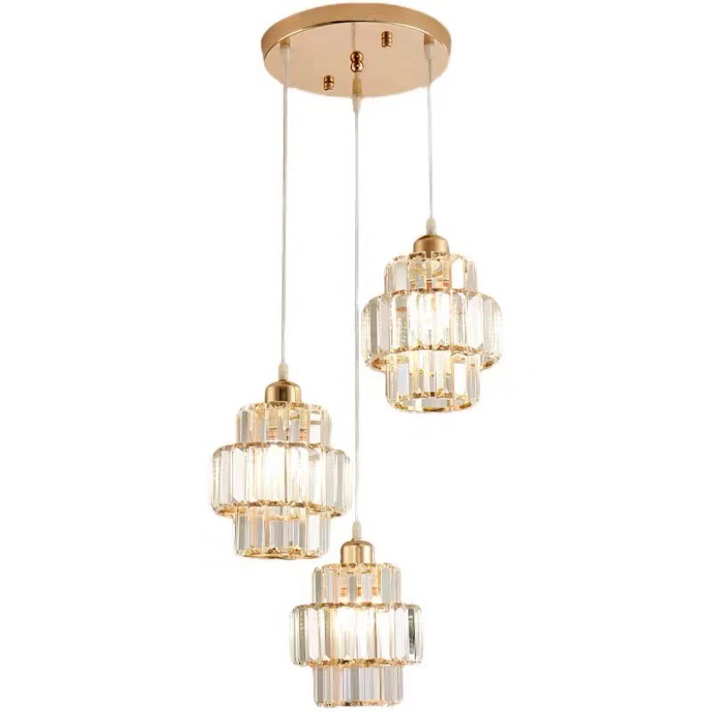 Luz de mesa moderna de comedor de cristal de lujo simple lámpara de comedor lámpara de bar personalidad creativa sala de té lámpara de cristal luz