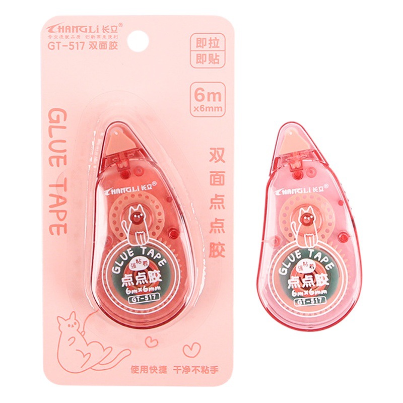 Linda herramienta de cuenta de mano de niña dispensadora de puntos en forma de cinta de corrección adhesiva de doble cara cinta adhesiva de gran capacidad para estudiantes de alto aspecto