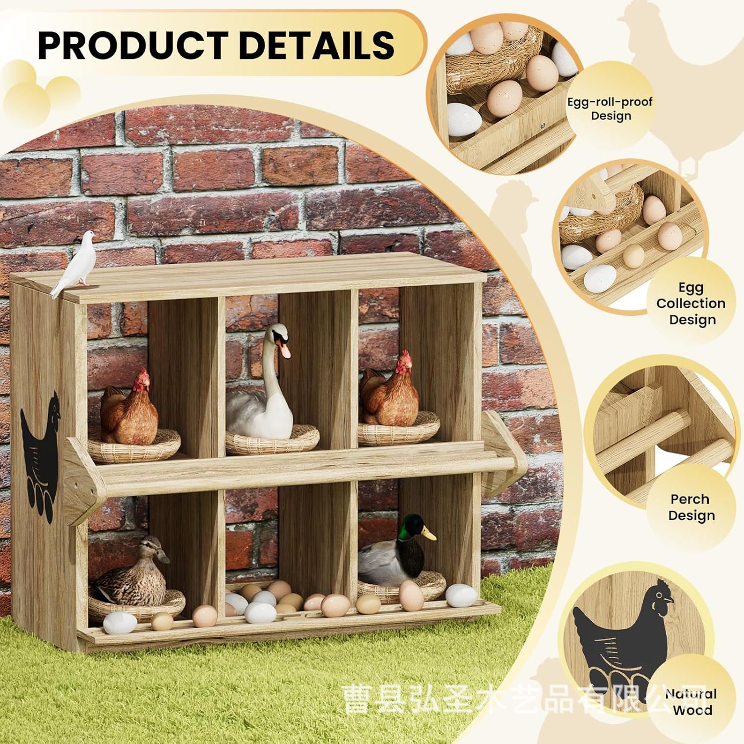 Caja de nido de pollo de madera Caja de huevos de gallina de madera para el hogar Nido de pollo de madera para el hogar Nido de gallina de madera Suministro directo de fábrica