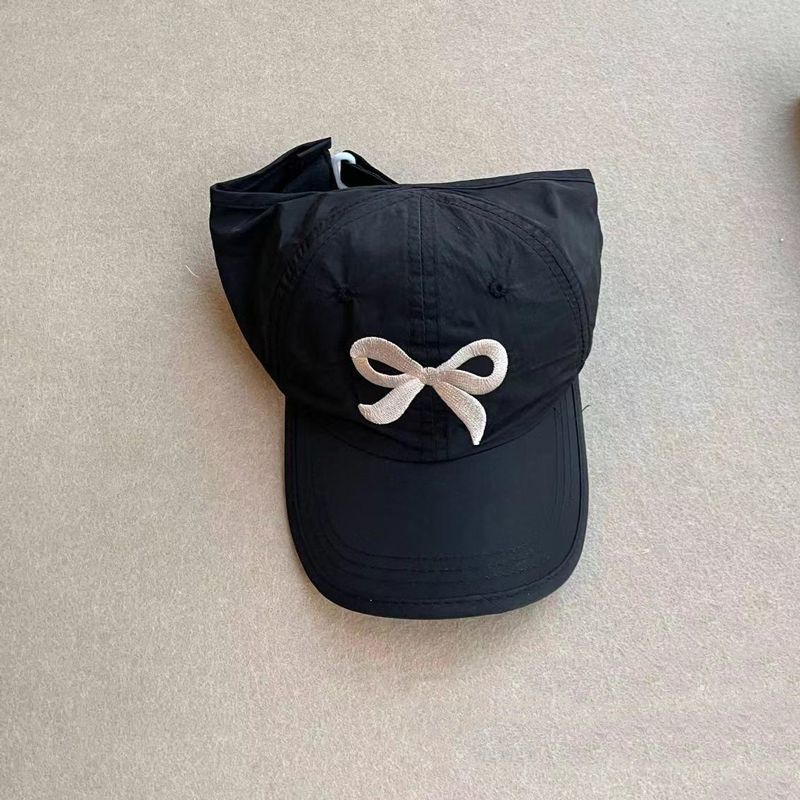 Quick dry black ponytail with bow