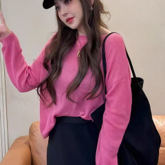 早秋巨好看超火减龄粉色针织衫秋装女2025新款宽松慵懒风短款上衣