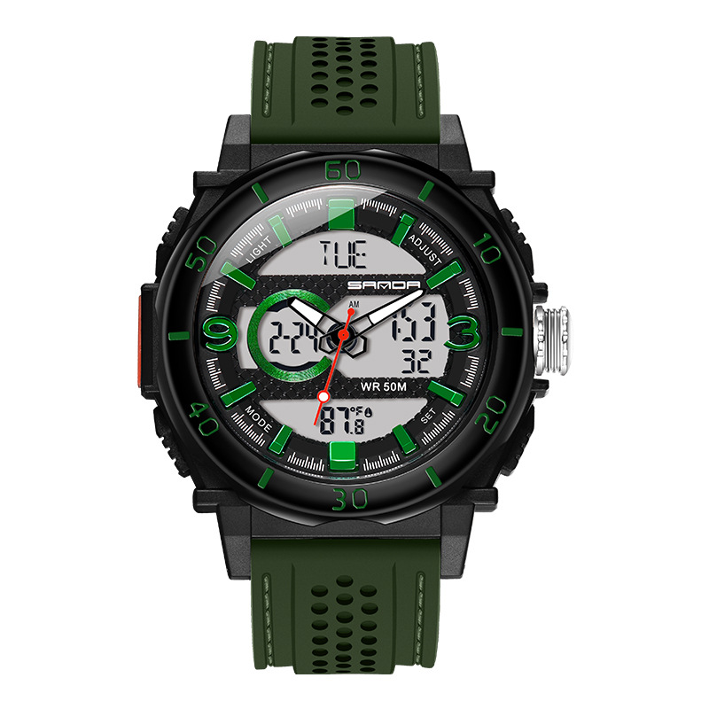 SANDA deportes de moda multifunción reloj electrónico Pantalla de temperatura al aire libre luminoso reloj impermeable de los hombres 760