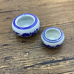 Blue and White Porcelain Small Brush Washer Office Supply Four Treasures Accessories Calligraphy and Painting Ceramic Ink Dish Student Brush Ink Wiper Wholesale