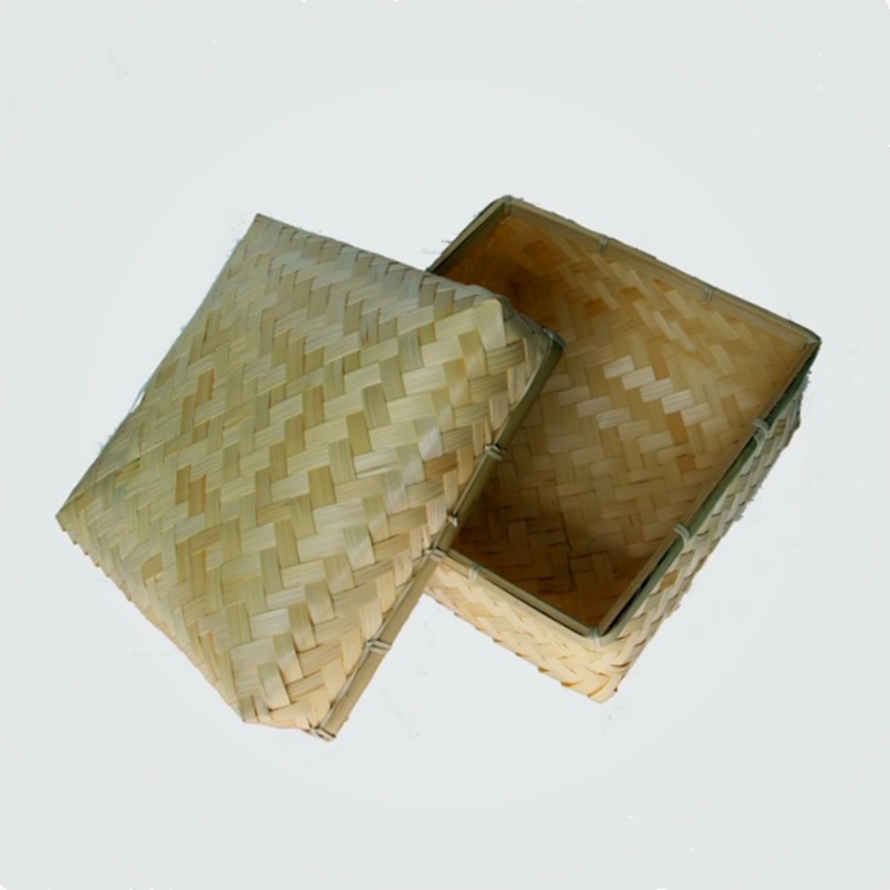 Caja de Bambú Tejido con Tapa Hecho a Mano para Empaque de Zongzi y Pasteles de Luna image 9