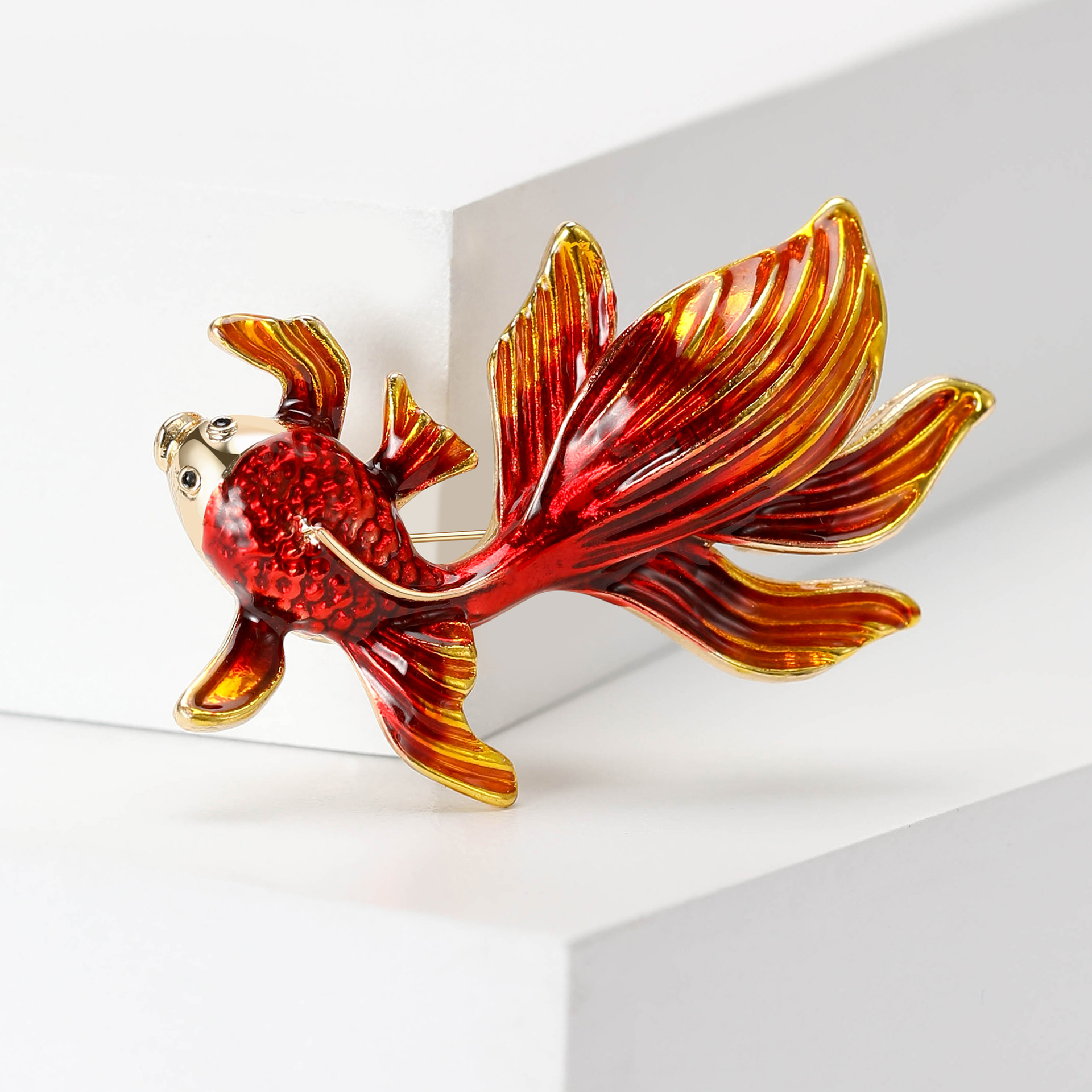 15g Weight Brooches Classification Banquet Occasion Alloy Material Goldfish Pattern All Seasons Season Women's Gender Enamel Design Chinoiserie Style Chinoiserie Pin Goldfish Alloy Enamel Women's Brooches 2