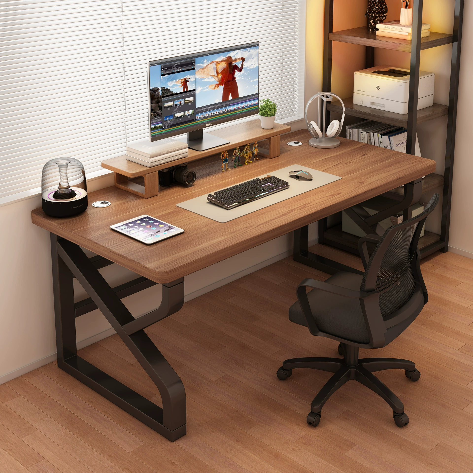 Компьютерный стол, настольный домашний стол с книжной полкой, учебный стол, спальня, офисный стол, длинный стол, простой игровой стол, игровое кресло