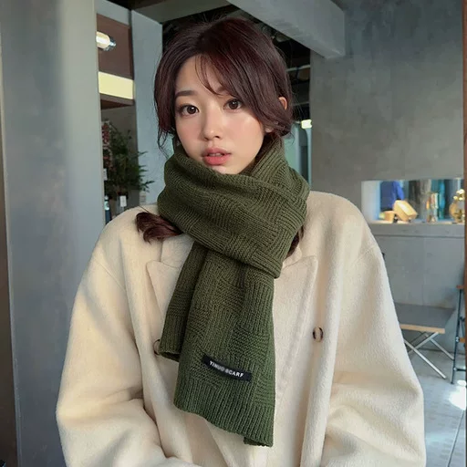 Scarf for Women, Winter Student Knitted Wool, Boys and Girls Neck Protector, Versatile Scarf, Imitation Cashmere, High-End Warmth for Couples